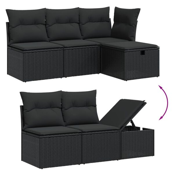 vidaXL 7 Piece Garden Sofa Set with Cushions Beige Poly Rattan