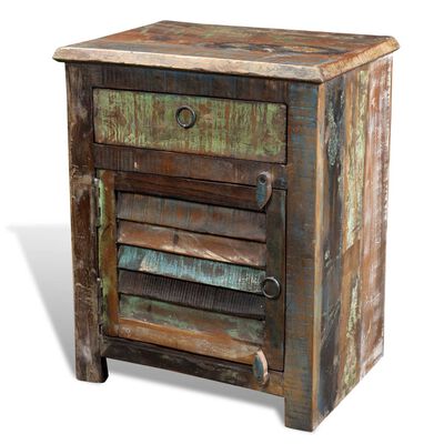 vidaXL End Table with 1 Drawer 1 Door Reclaimed Wood