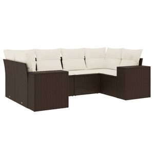vidaXL 6 Piece Garden Sofa Set with Cushions Brown Poly Rattan