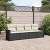vidaXL 4 Piece Garden Sofa Set with Cushions Black Poly Rattan