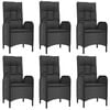 vidaXL 7 Piece Garden Dining Set with Cushions Black Poly Rattan