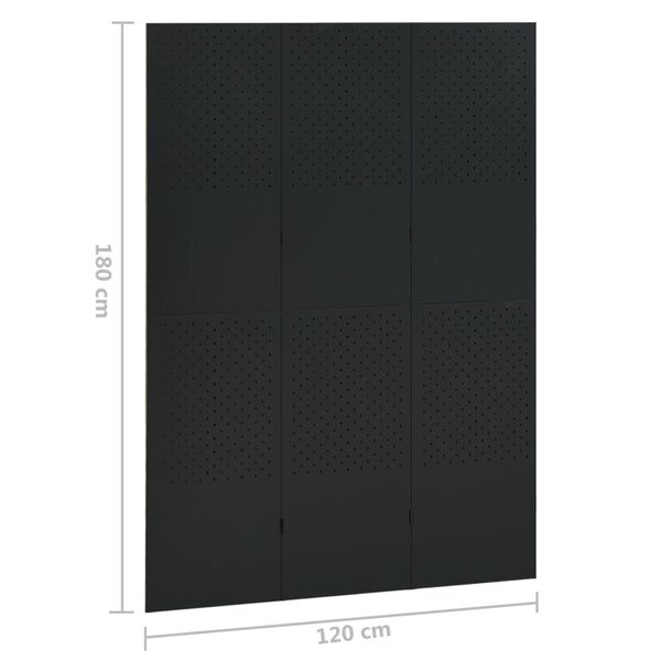 vidaXL 3-Panel Room Divider Black 120x180 cm Steel