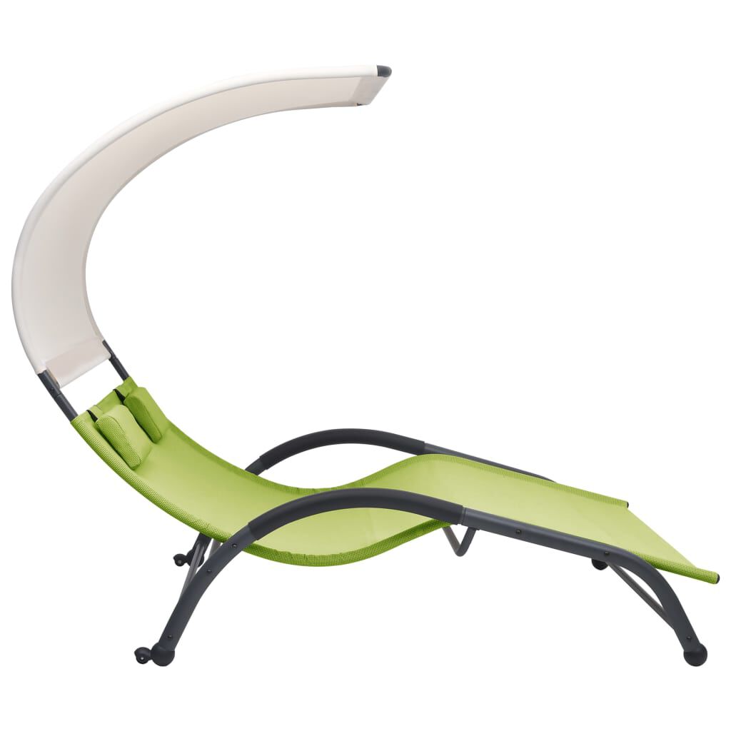 vidaXL Double Sun Lounger with Canopy Textilene Green