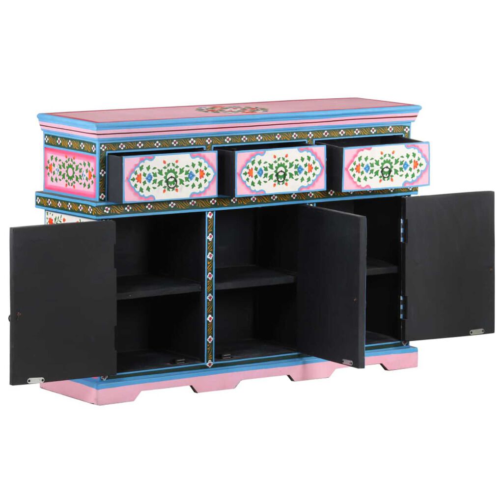 vidaXL Hand-Painted Sideboard Multicolour 110x30x76cm Solid Mango Wood