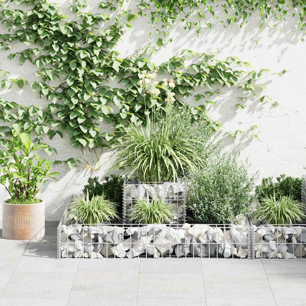 vidaXL Gabion Planter Galvanised Steel 120x120x20