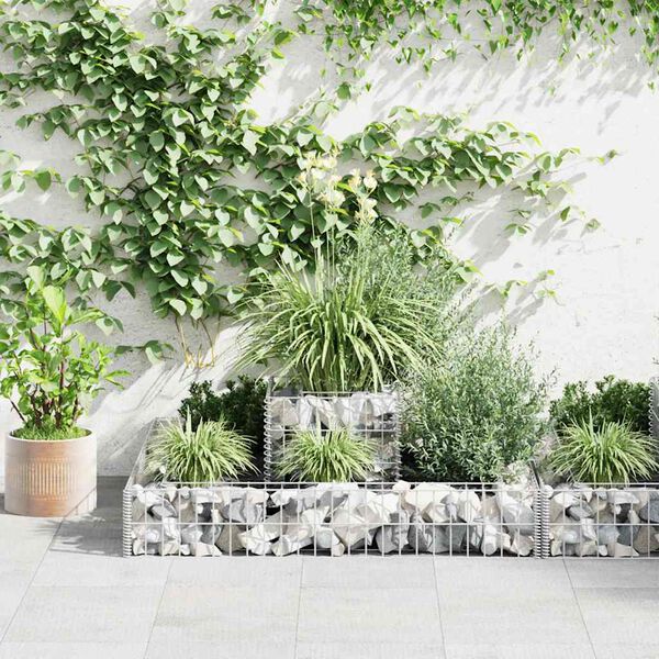 vidaXL Gabion Planter Galvanised Steel 120x120x20