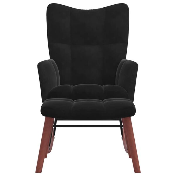vidaXL Rocking Chair with a Stool Black Velvet