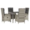 vidaXL 5 Piece Garden Dining Set with Cushions Grey Poly Rattan