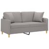 vidaXL 2-Seater Sofa with Pillows&Cushions Light Grey 140 cm Fabric