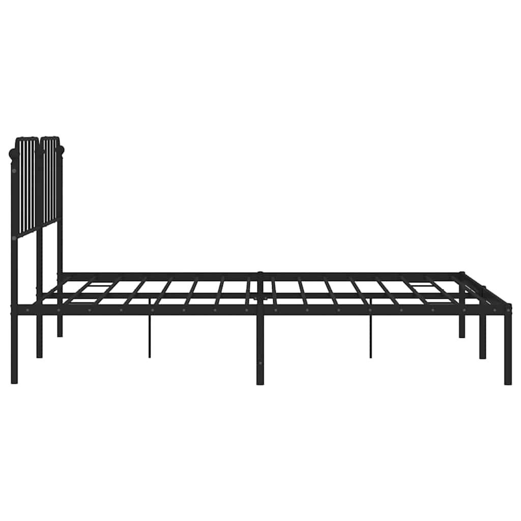 vidaXL Metal Bed Frame without Mattress with Headboard Black 183x213cm