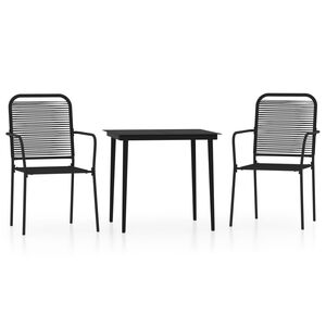 vidaXL 3 Piece Garden Dining Set Black