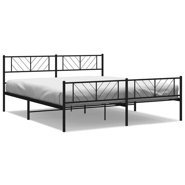 vidaXL Metal Bed Frame without Mattress with Footboard Black 183x213cm