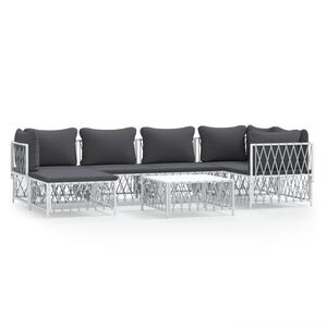 vidaXL 7 Piece Garden Lounge Set with Cushions White Steel