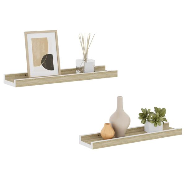 vidaXL Wall Shelves 2 pcs White and Sonoma Oak 40x9x3 cm