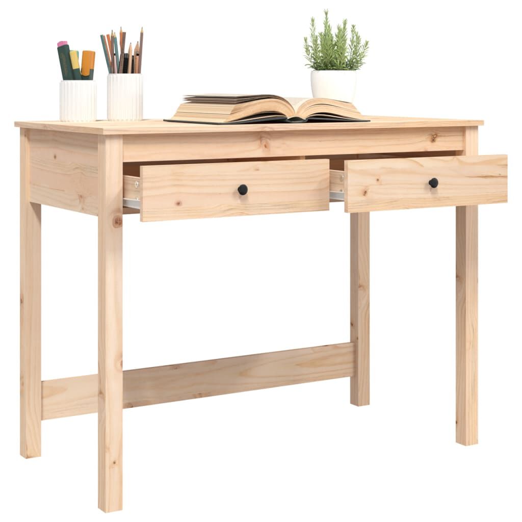 vidaXL Desk with Drawers 100x50x78 cm Solid Wood Pine