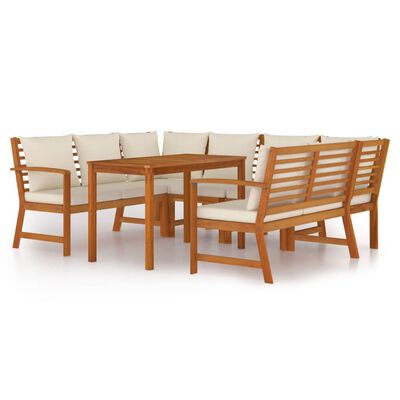 vidaXL 7 Piece Garden Dining Set with Cushions Solid Wood Acacia