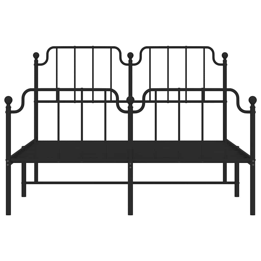 vidaXL Metal Bed Frame without Mattress with Footboard Black 150x200cm