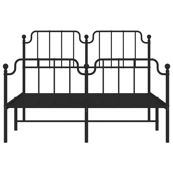 vidaXL Metal Bed Frame without Mattress with Footboard Black 150x200cm