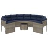 vidaXL Garden Sofa with Table and Cushions Round Grey Poly Rattan