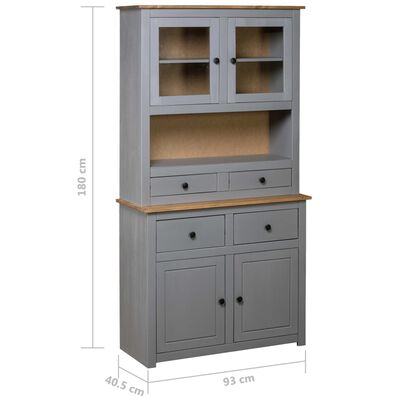 vidaXL Highboard Grey 93x40.5x180 cm Solid Pine Panama Range