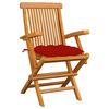 vidaXL Garden Chairs with Red Cushions 3 pcs Solid Teak Wood