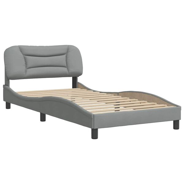 vidaXL Bed Frame without Mattress "Hvar" Light Grey 100x203 cm Fabric