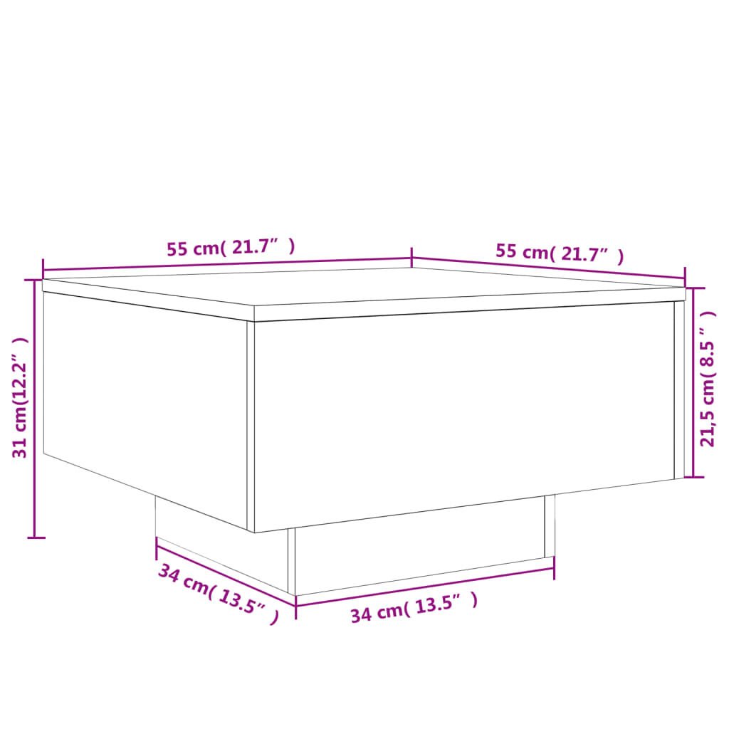 vidaXL Coffee Table Brown Oak 55x55x31 cm Engineered Wood
