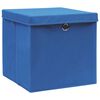 vidaXL Storage Boxes with Lids 4 pcs Blue 32x32x32 cm Fabric