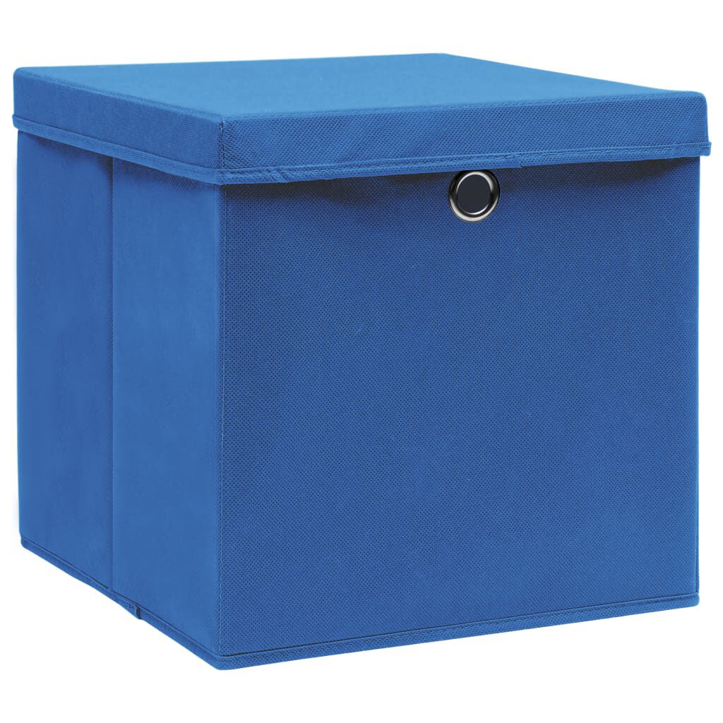 vidaXL Storage Boxes with Lids 4 pcs Blue 32x32x32 cm Fabric