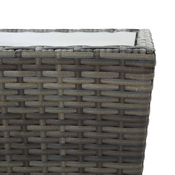 vidaXL 3 Piece Bistro Set Poly Rattan and Tempered Glass Grey