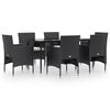vidaXL 7 Piece Garden Dining Set with Cushions Black