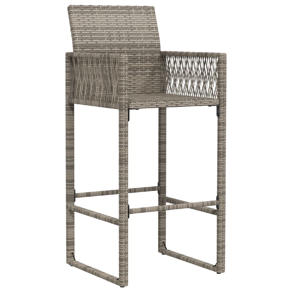 vidaXL Garden Bar Stools 2 pcs Grey Poly Rattan