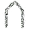 vidaXL Christmas Garland with LEDs&Flocked Snow Green 5 m PVC