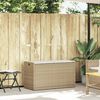 vidaXL Outdoor Storage Bench with Cushion Beige 100 cm Poly Rattan