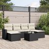vidaXL 7 Piece Garden Sofa Set with Cushions Black Poly Rattan