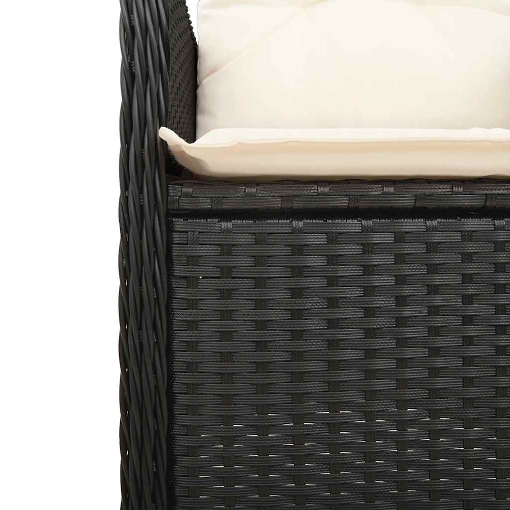 vidaXL 3 Piece Garden Bistro Set with Cushions Black Poly Rattan