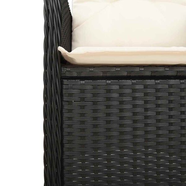 vidaXL 3 Piece Garden Bistro Set with Cushions Black Poly Rattan