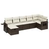 vidaXL 7 Piece Garden Sofa Set with Cushions Brown Poly Rattan