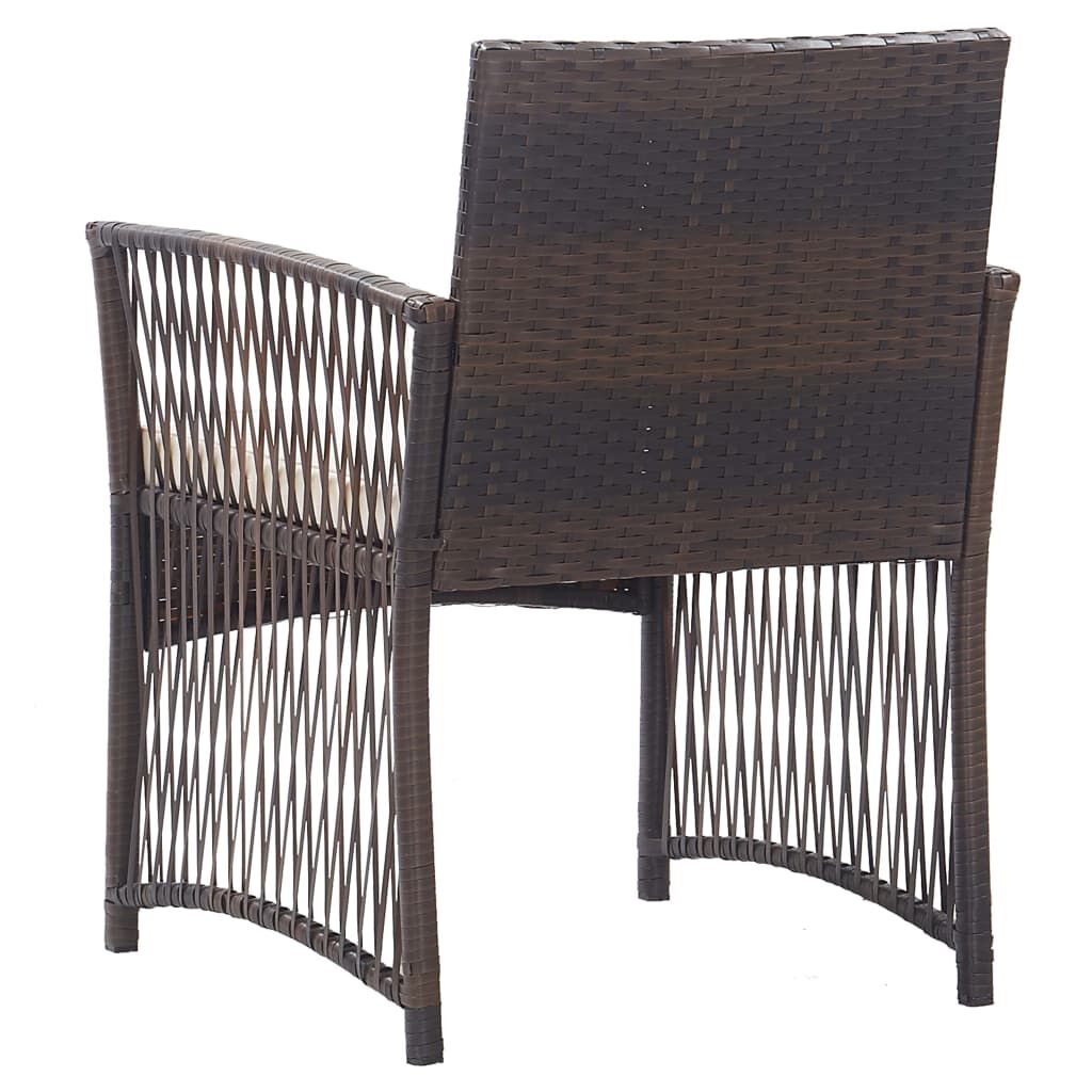 vidaXL Garden Armchairs with Cushions 2 pcs Brown Poly Rattan