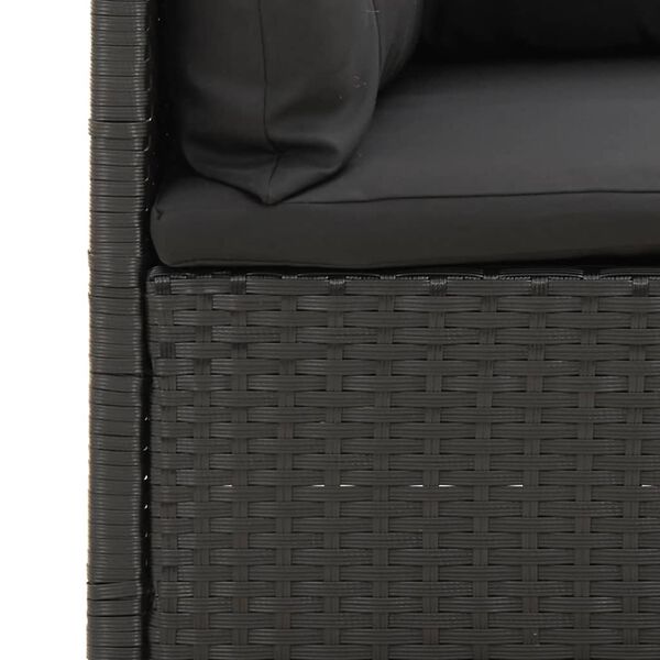 vidaXL 3 Piece Garden Lounge Set with Cushions Black Poly Rattan