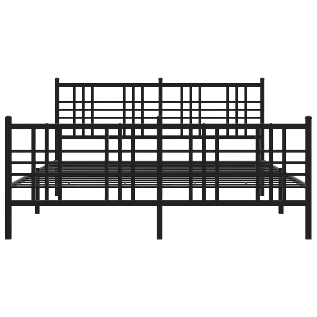 vidaXL Metal Bed Frame without Mattress with Footboard Black 150x200cm