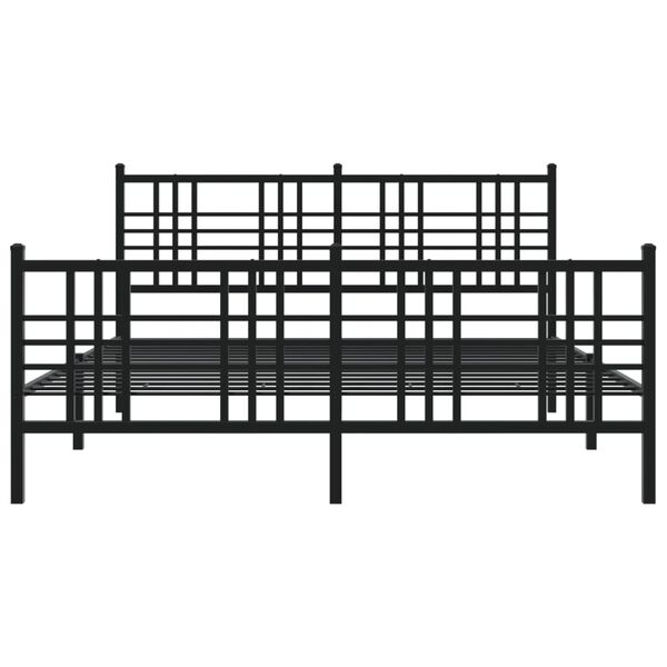 vidaXL Metal Bed Frame without Mattress with Footboard Black 150x200cm