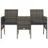 vidaXL 2-Seater Garden Sofa with Tea Table & Stools Poly Rattan Grey