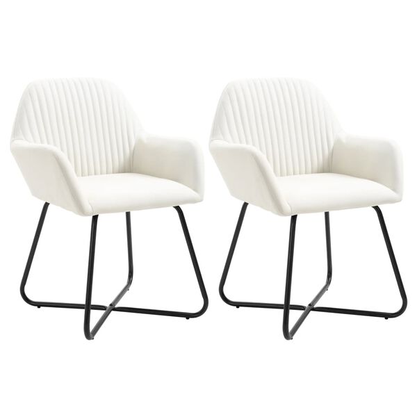 vidaXL Dining Chairs 2 pcs Cream Fabric