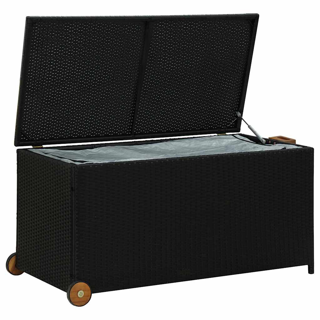 vidaXL Garden Storage Box Black 120x65x61 cm Poly Rattan