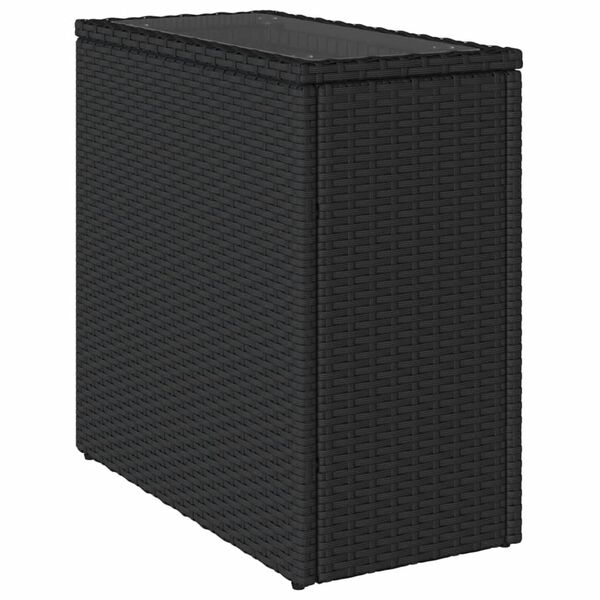 vidaXL Garden Side Table with Glass Top Black 58x27.5x55 cm Poly Rattan