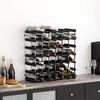 vidaXL Wine Rack for 42 Bottles Black Solid Pine Wood