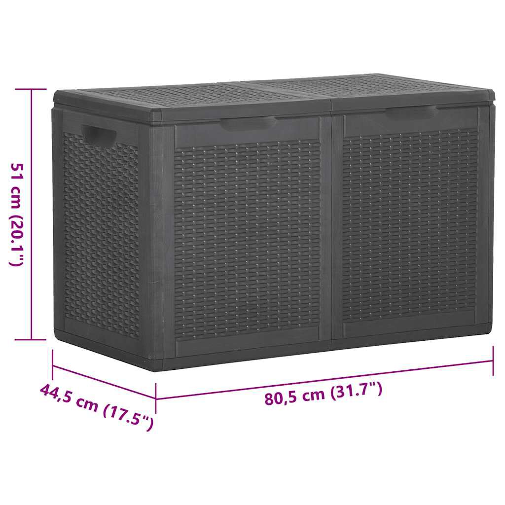 vidaXL Garden Storage Box 180L Black PP Rattan