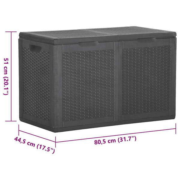 vidaXL Garden Storage Box 180L Black PP Rattan