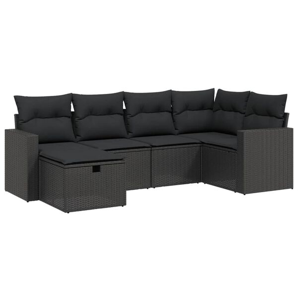 vidaXL 6 Piece Garden Sofa Set with Cushions Brown Poly Rattan